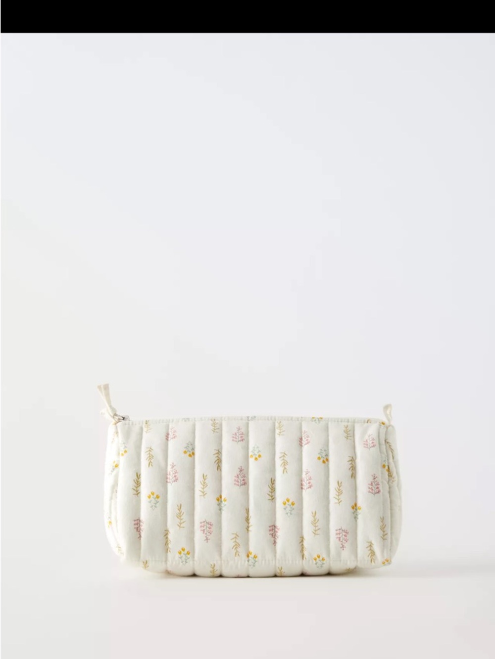 Zara Cream Quilted Floral toiletry cosmetic bag